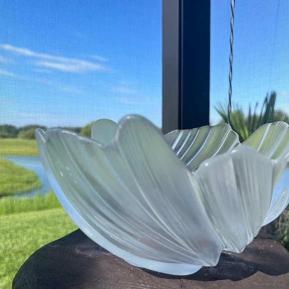 Vintage Mikasa SPUN SILK 10 1/2”Crystal Bowl~Frosted Swirl Sculpted Art~Germany - Picture 5 of 12